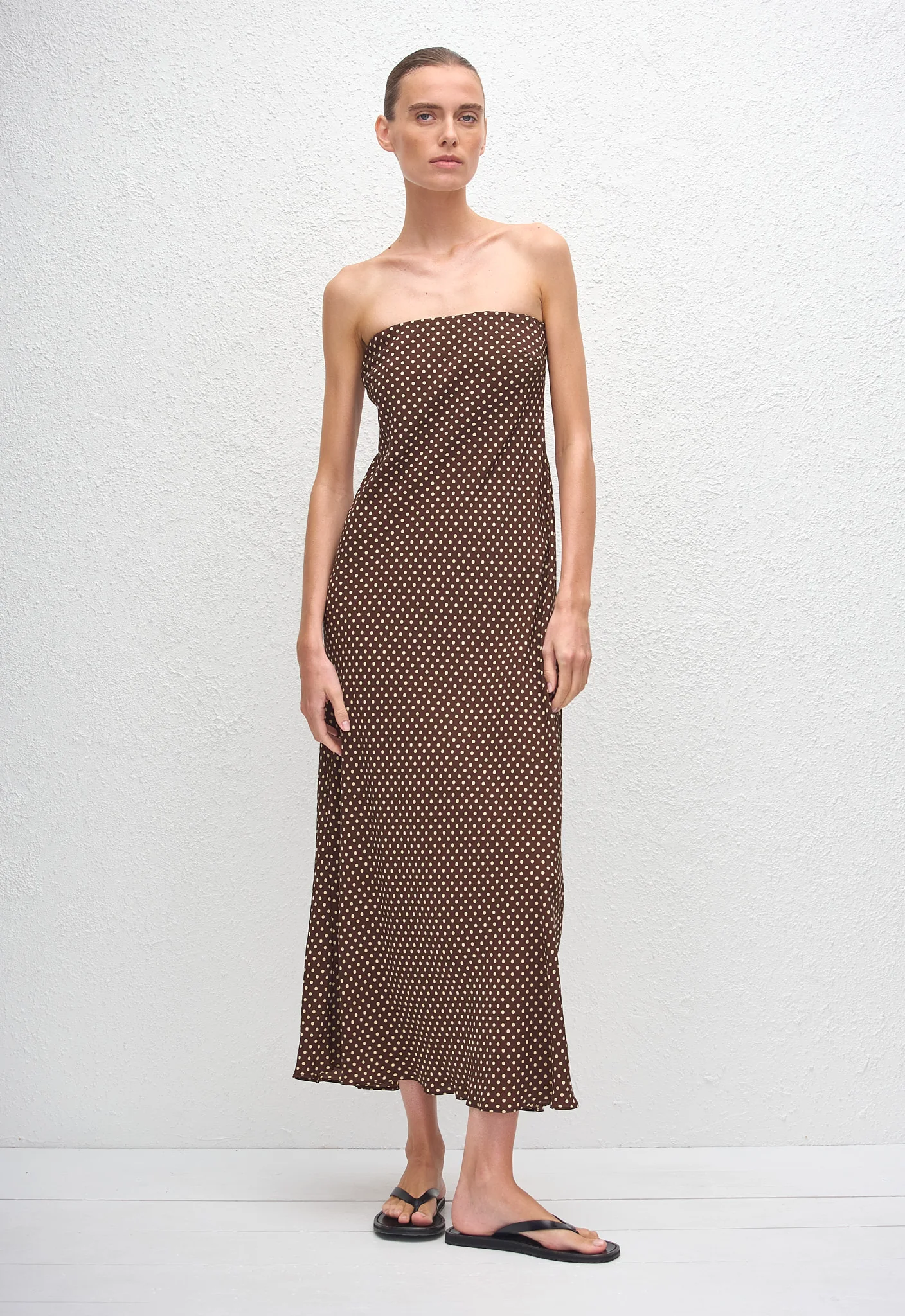 Bias Column Dress - Polka Dot (Chocolate)