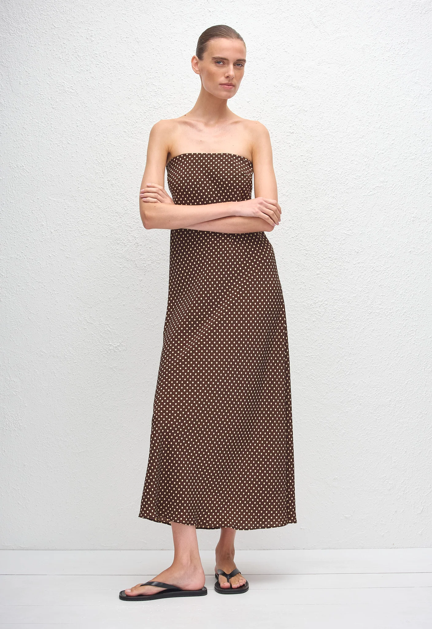 Bias Column Dress - Polka Dot (Chocolate) - Image 3