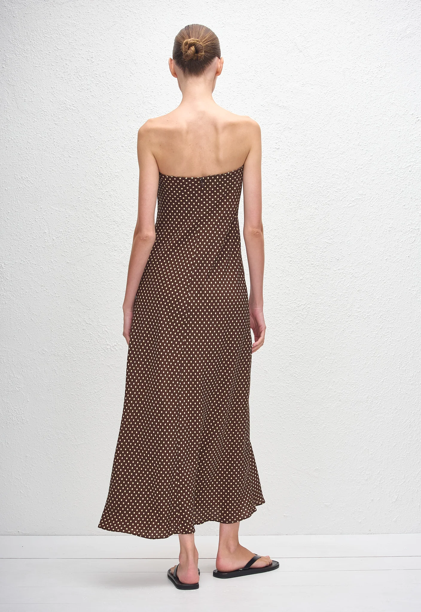 Bias Column Dress - Polka Dot (Chocolate) - Image 4