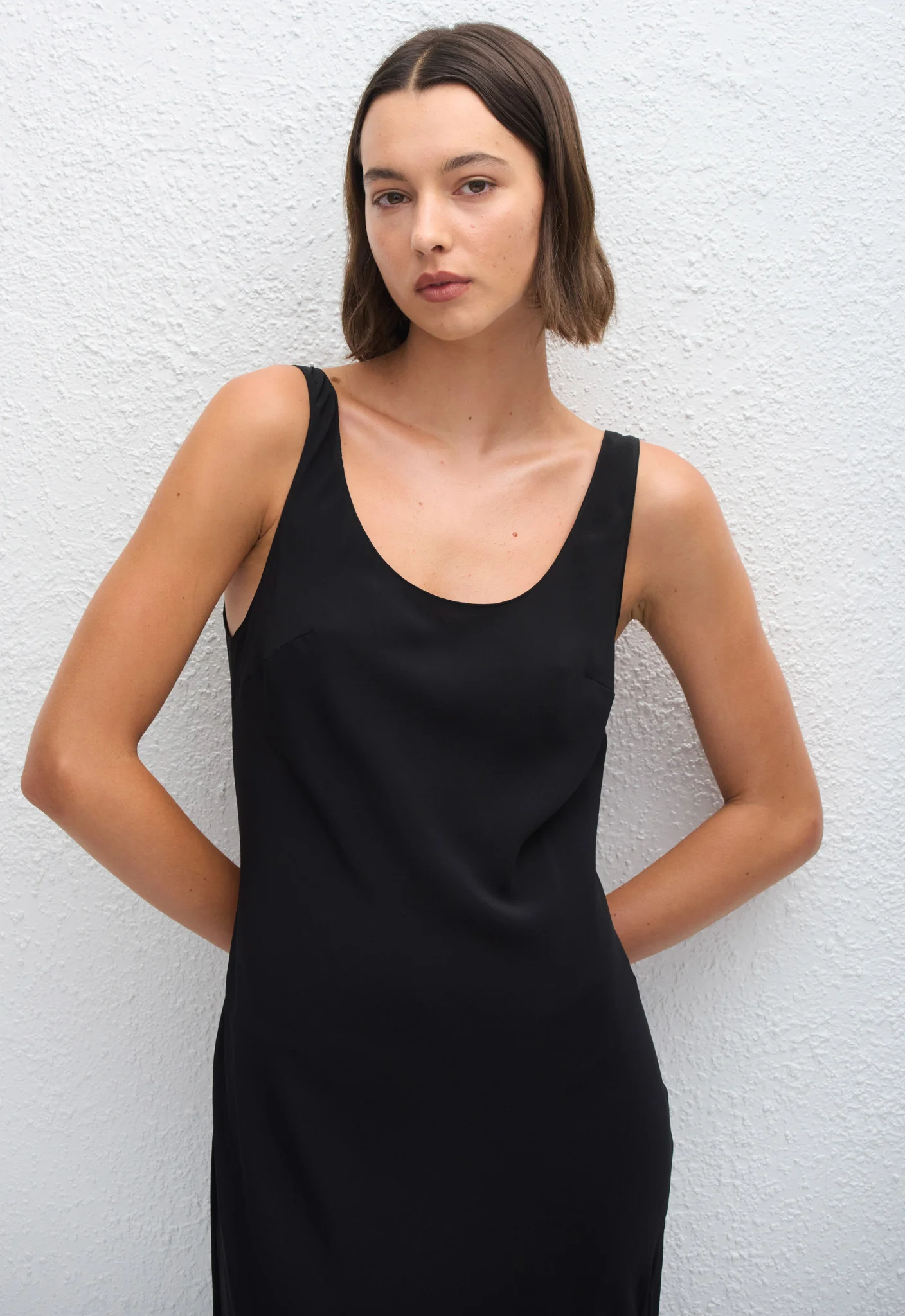 Bias Tank Dress - Black - Image 3