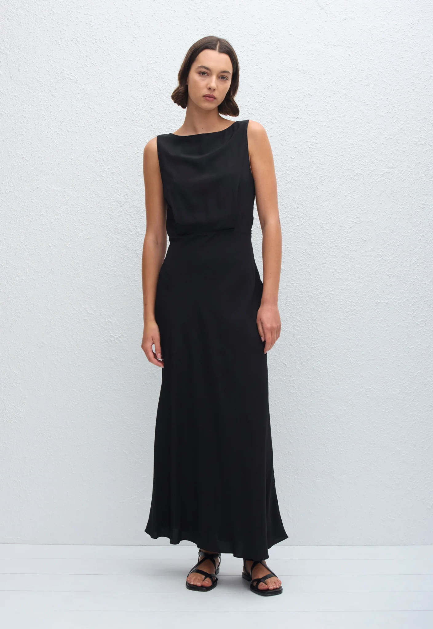 Boat Neck Bias Dress - Black