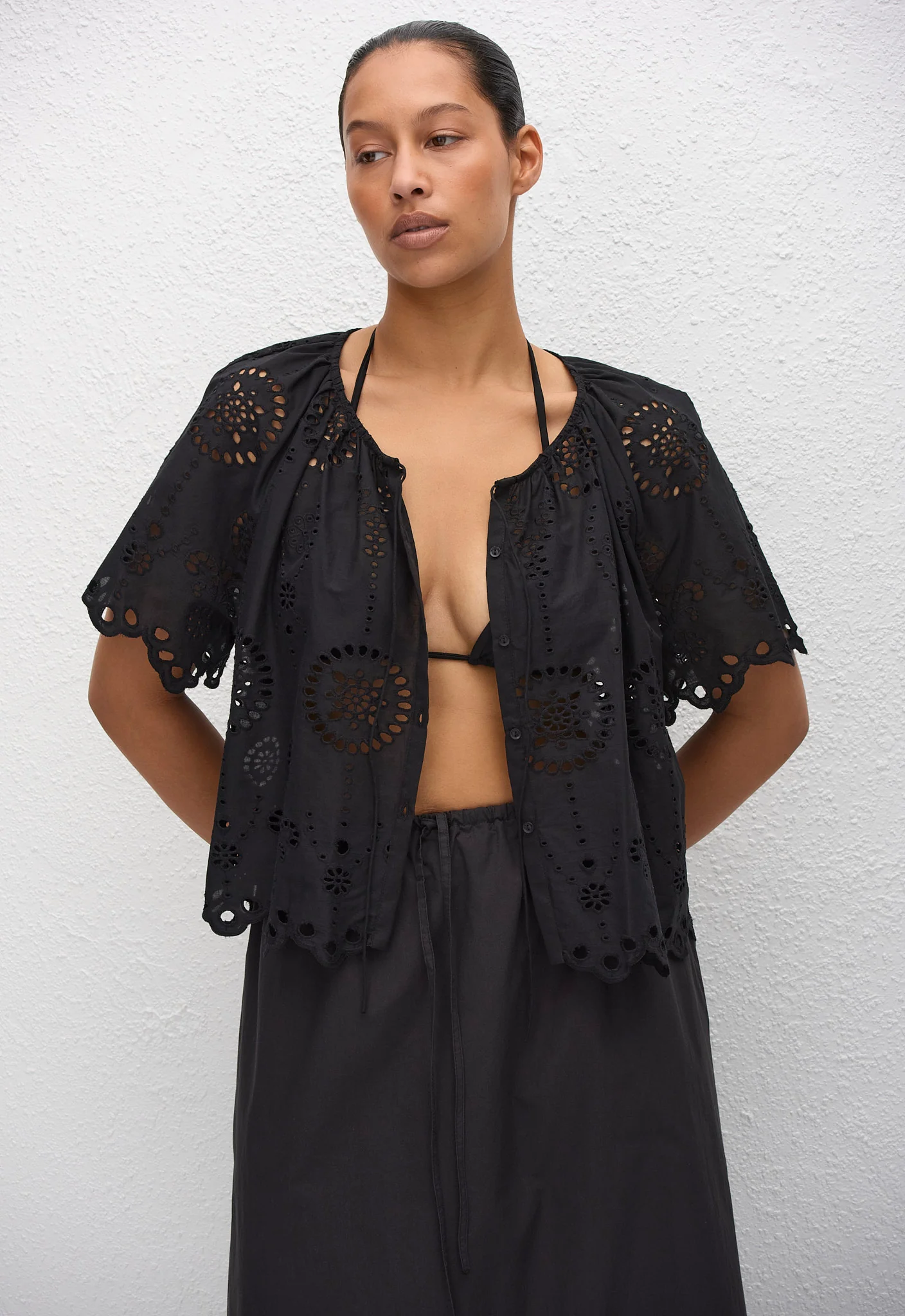 Broderie Blouse - Black - Image 3