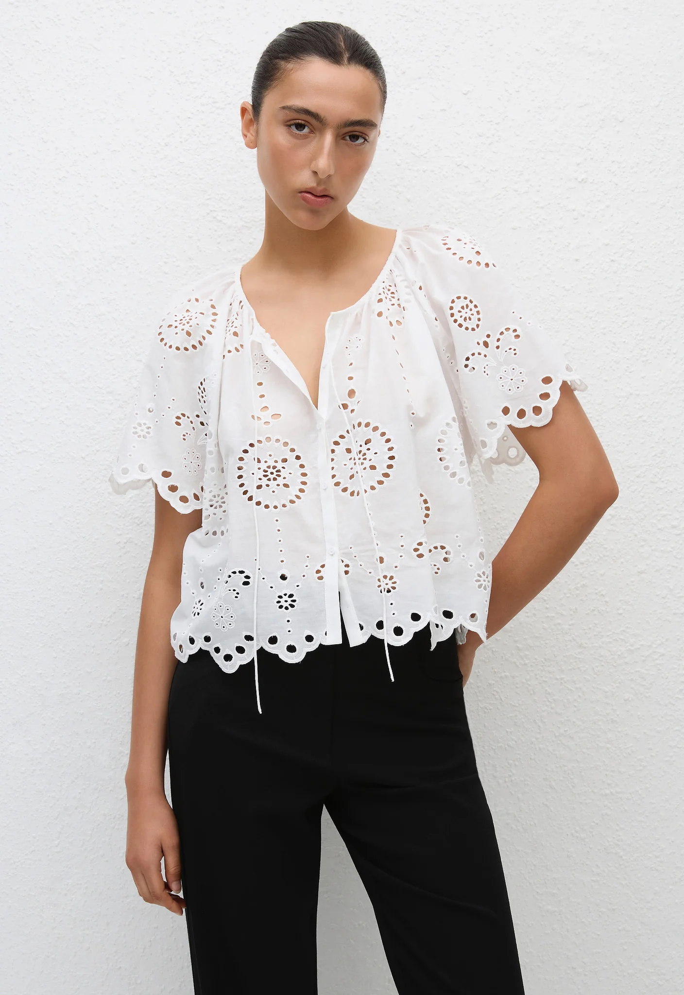 Broderie Blouse - White - Image 2