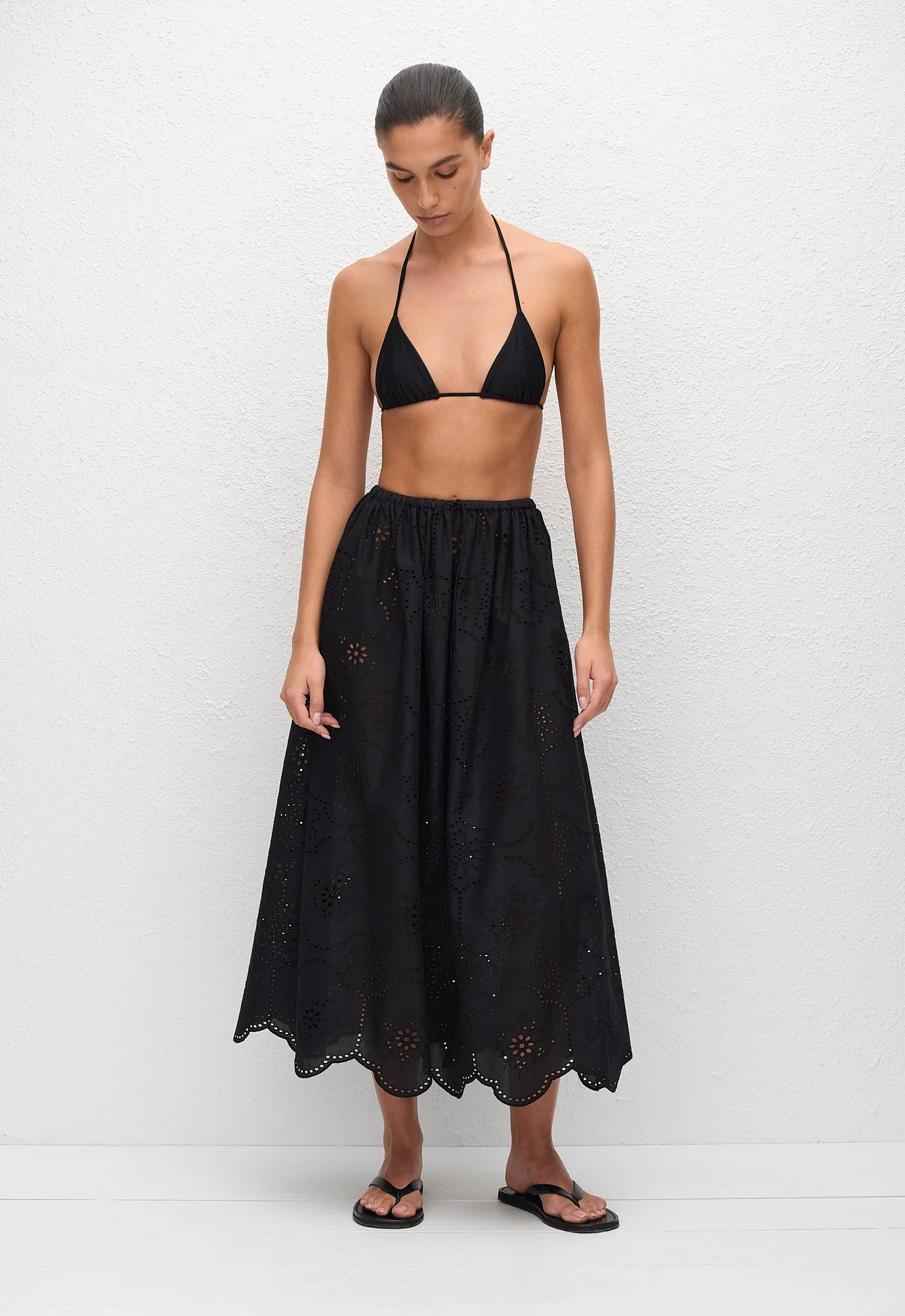 Broderie Midi Skirt - Black - Image 3