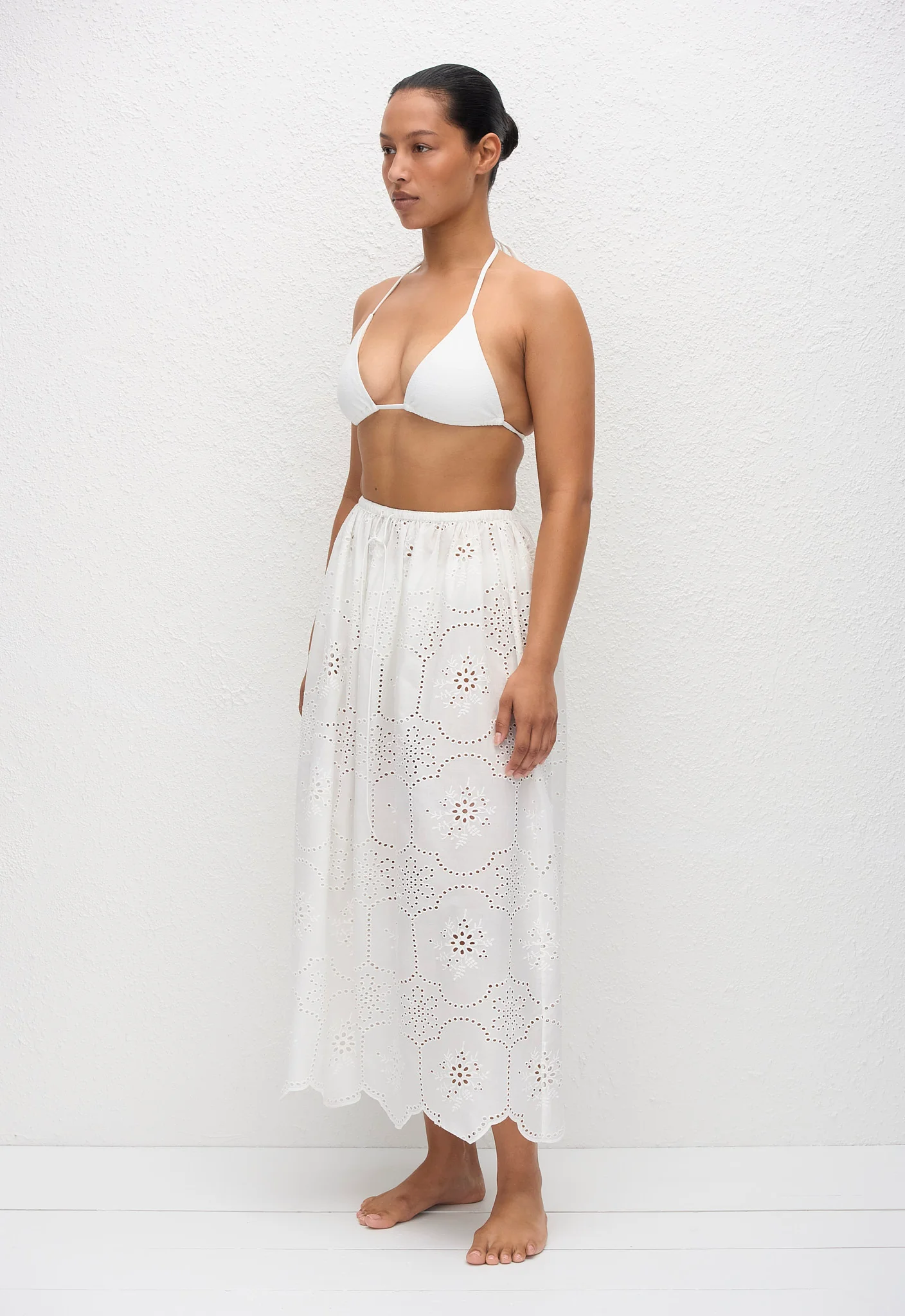 Broderie Midi Skirt - White - Image 3