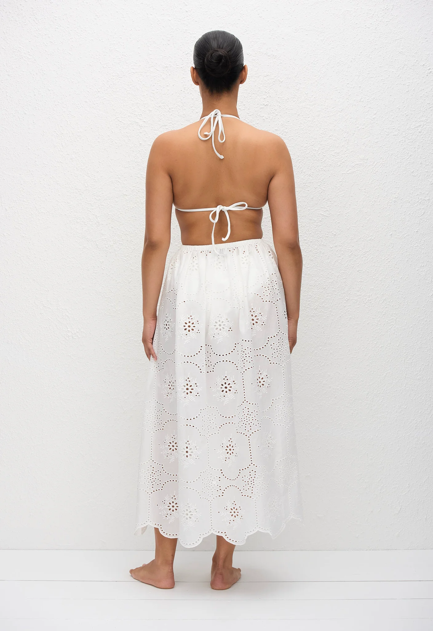 Broderie Midi Skirt - White - Image 4