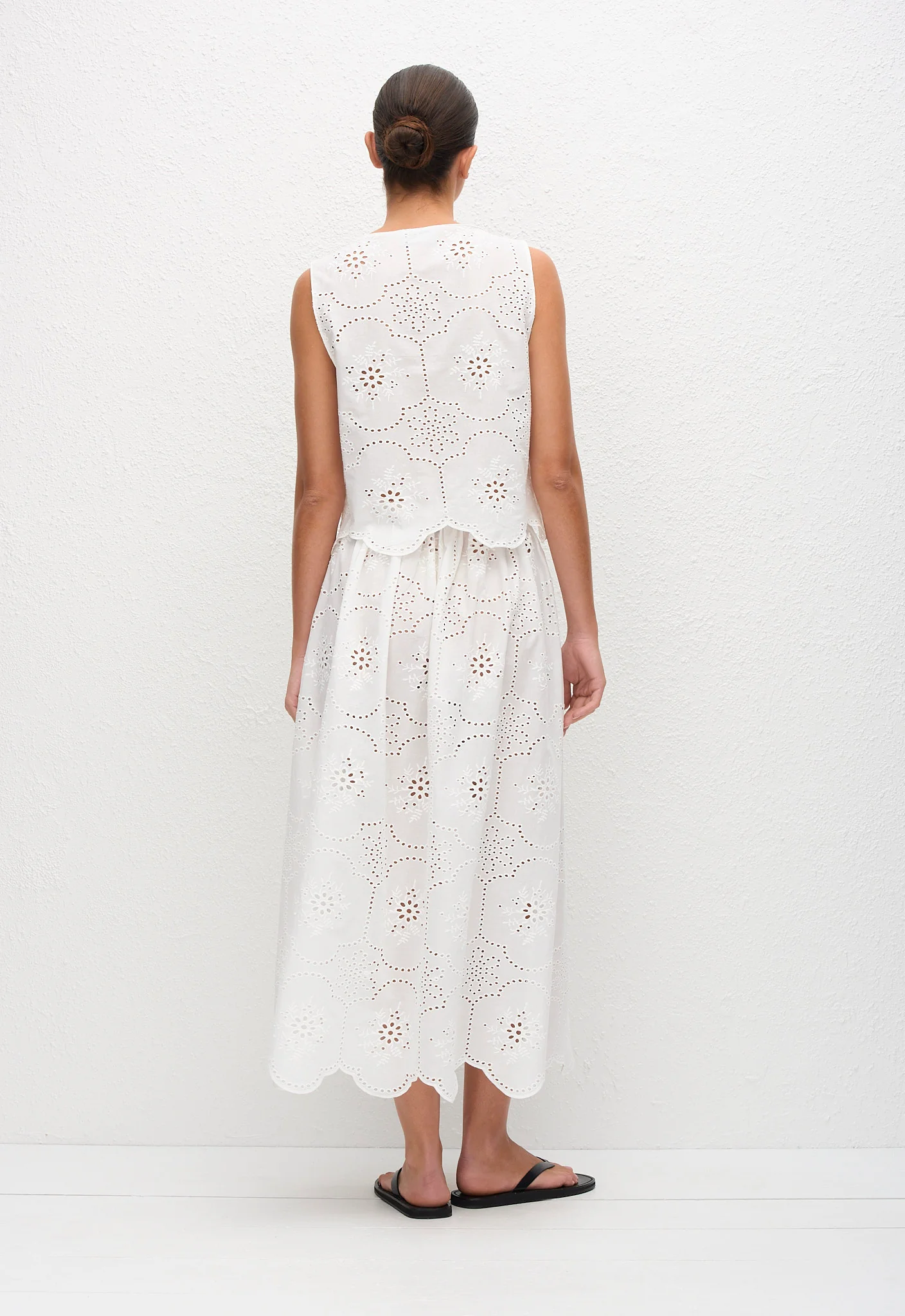 Broderie Tie Blouse - White - Image 4