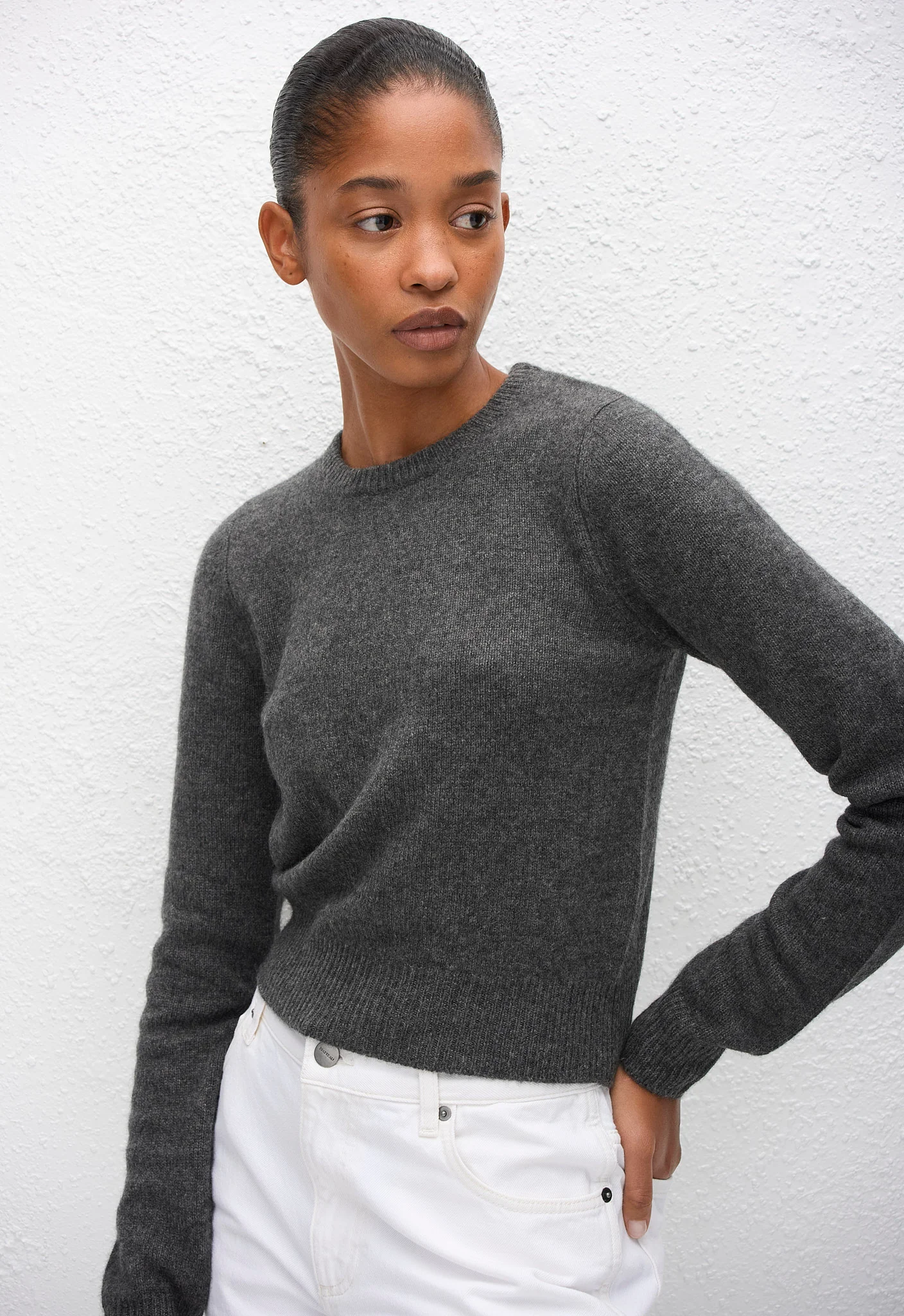 Cashmere Baby Sweater - Charcoal - Image 2