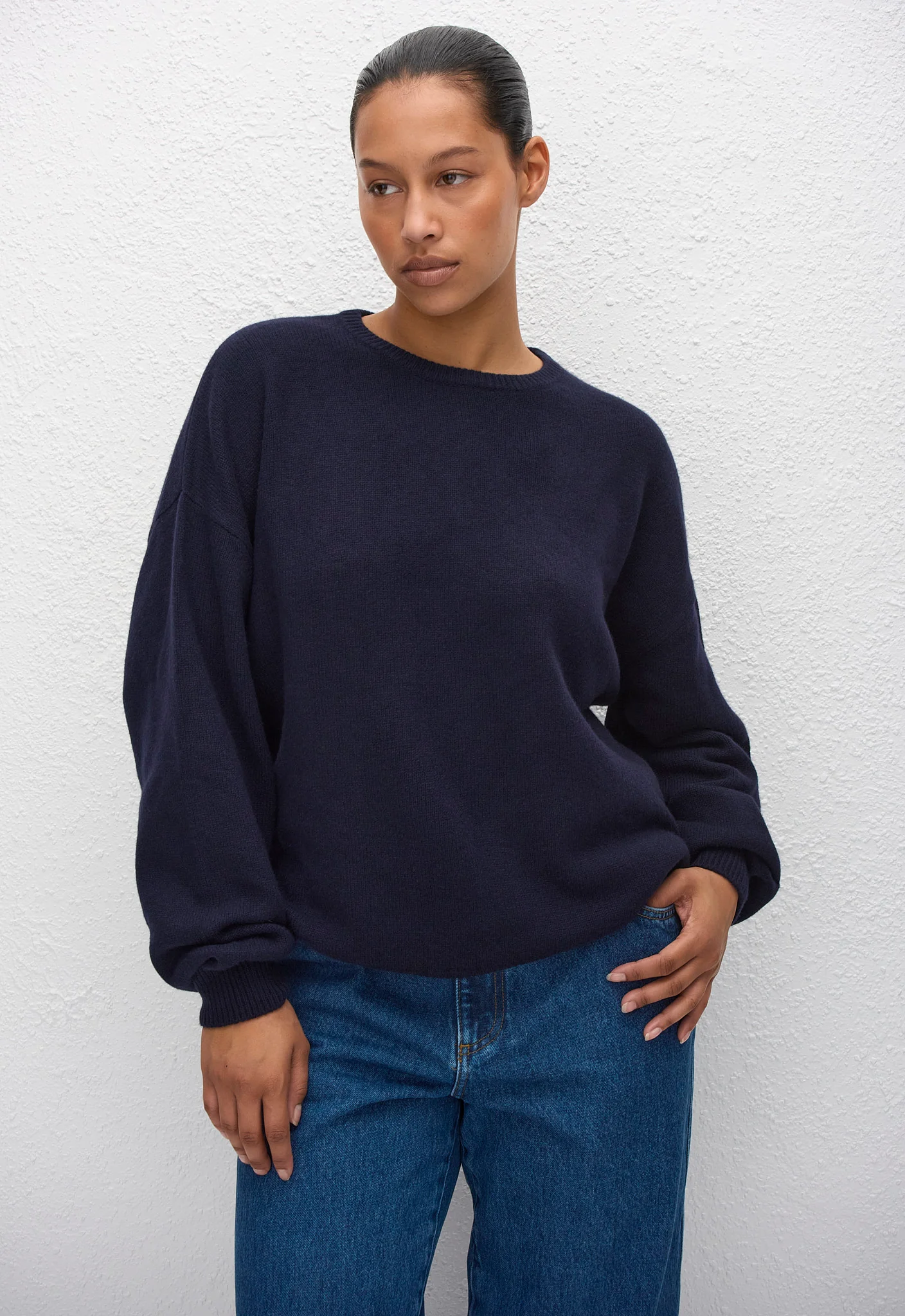 Cashmere Crew Sweater - Navy - Image 2