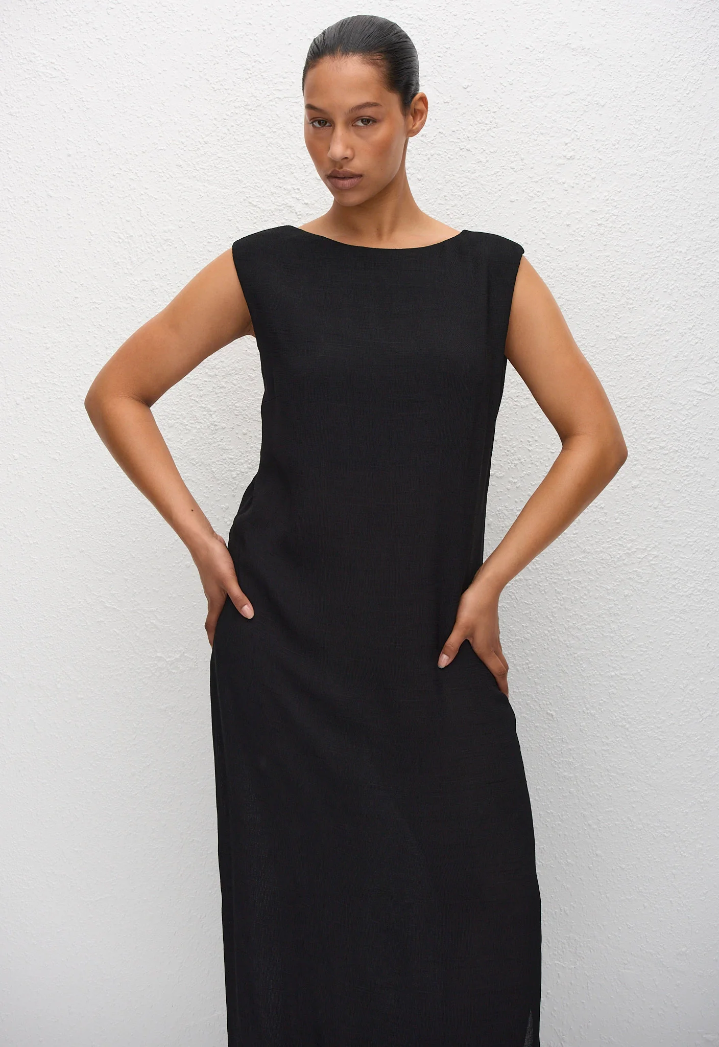 Cowl Back Dress - Black - Image 2