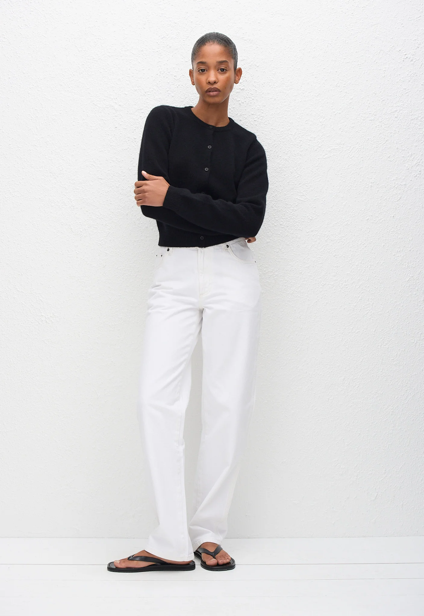 Cashmere Crew Cardigan - Black