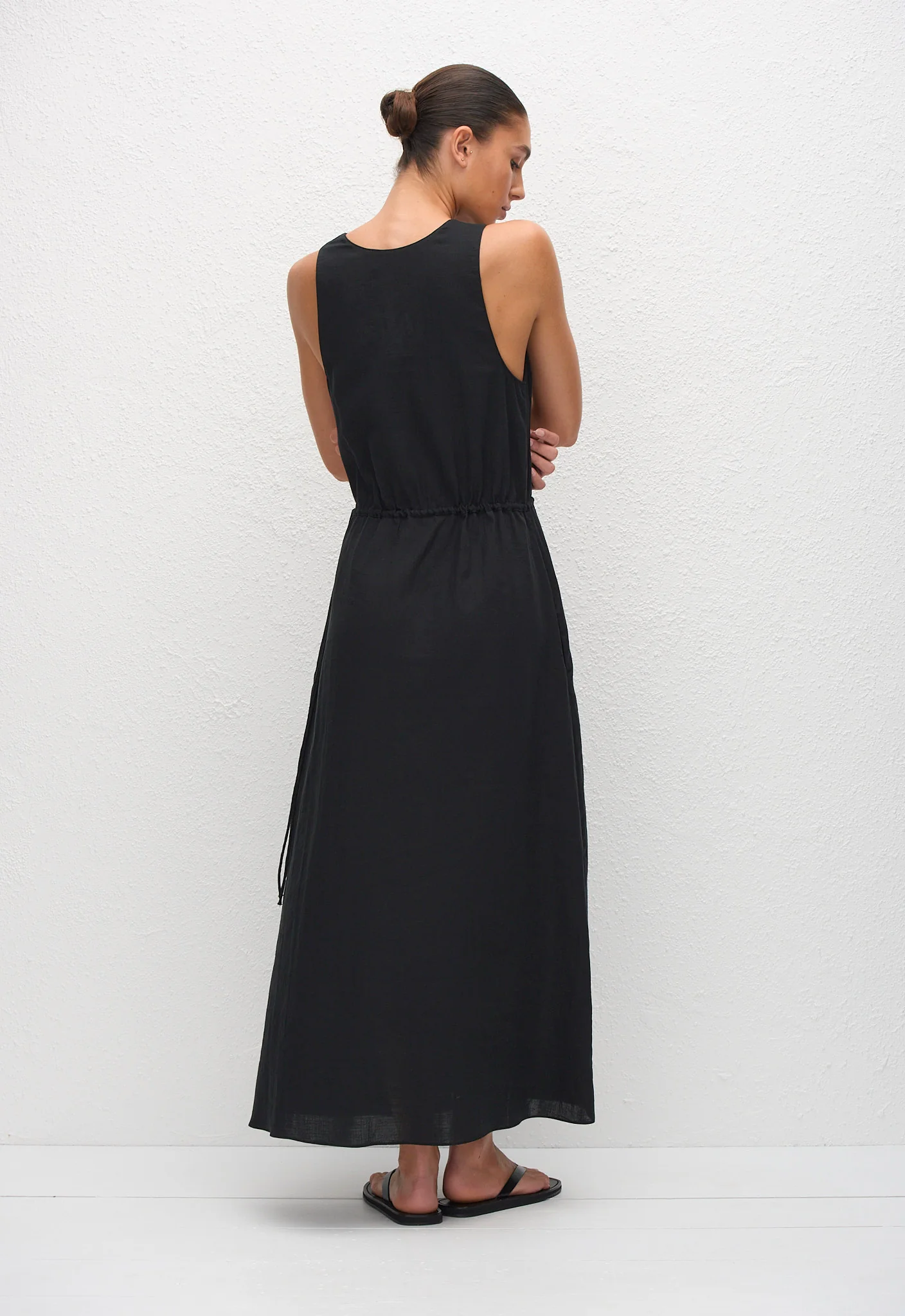 Drawcord Tank Midi Dress - Black - Image 4