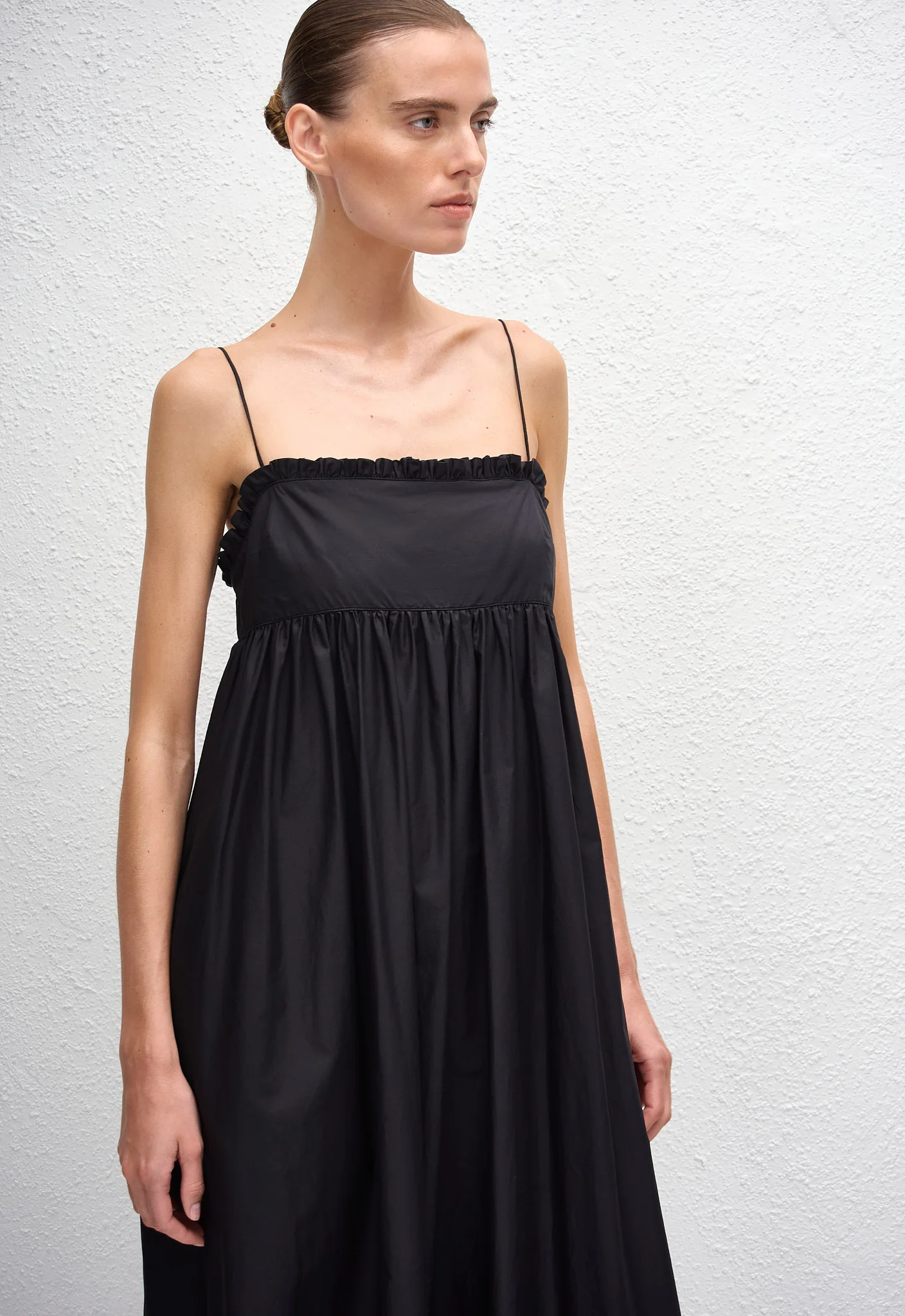 Empire Frill Midi Dress - Black - Image 2