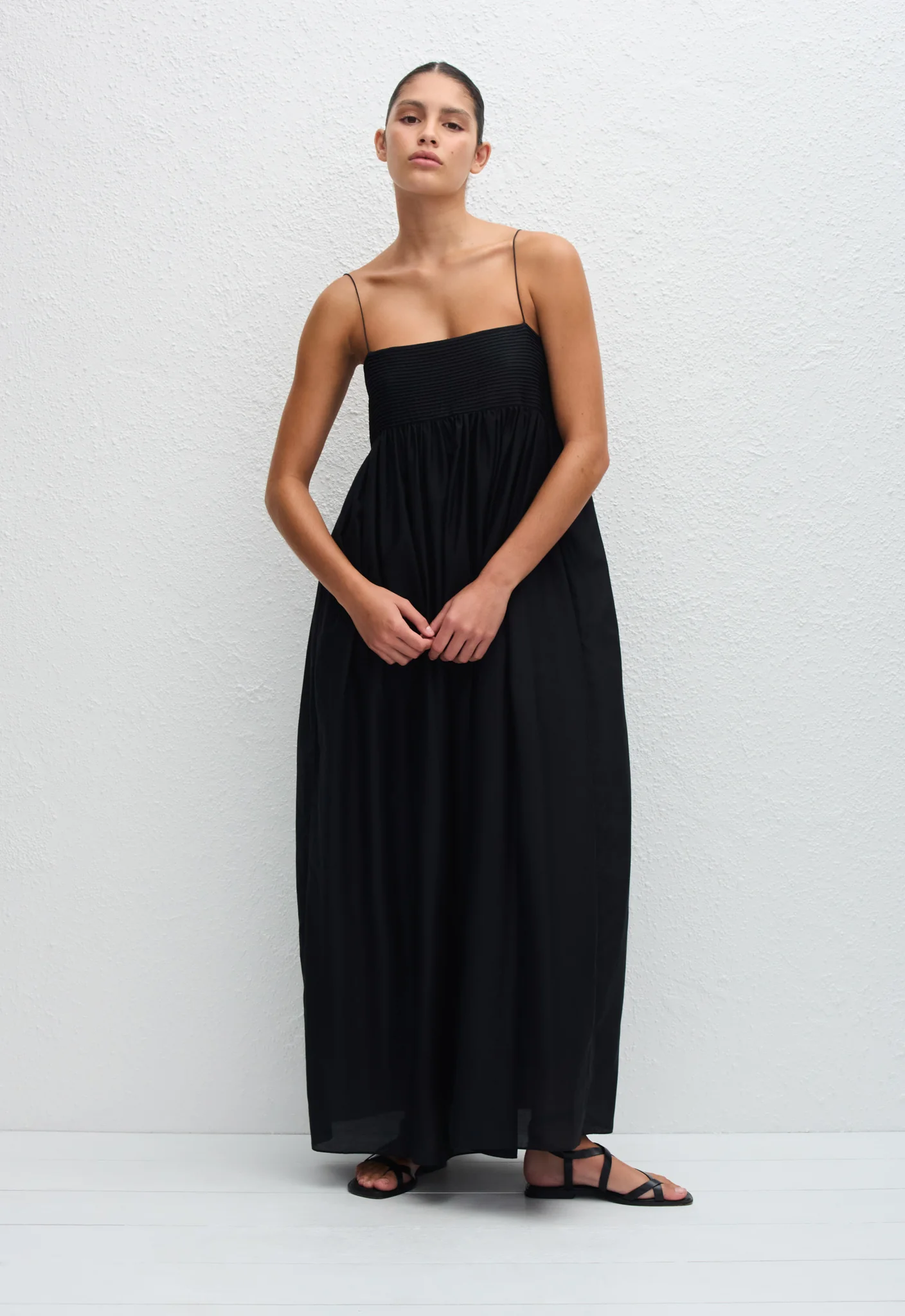 Empire Pintuck Bodice Dress - Black - Image 2