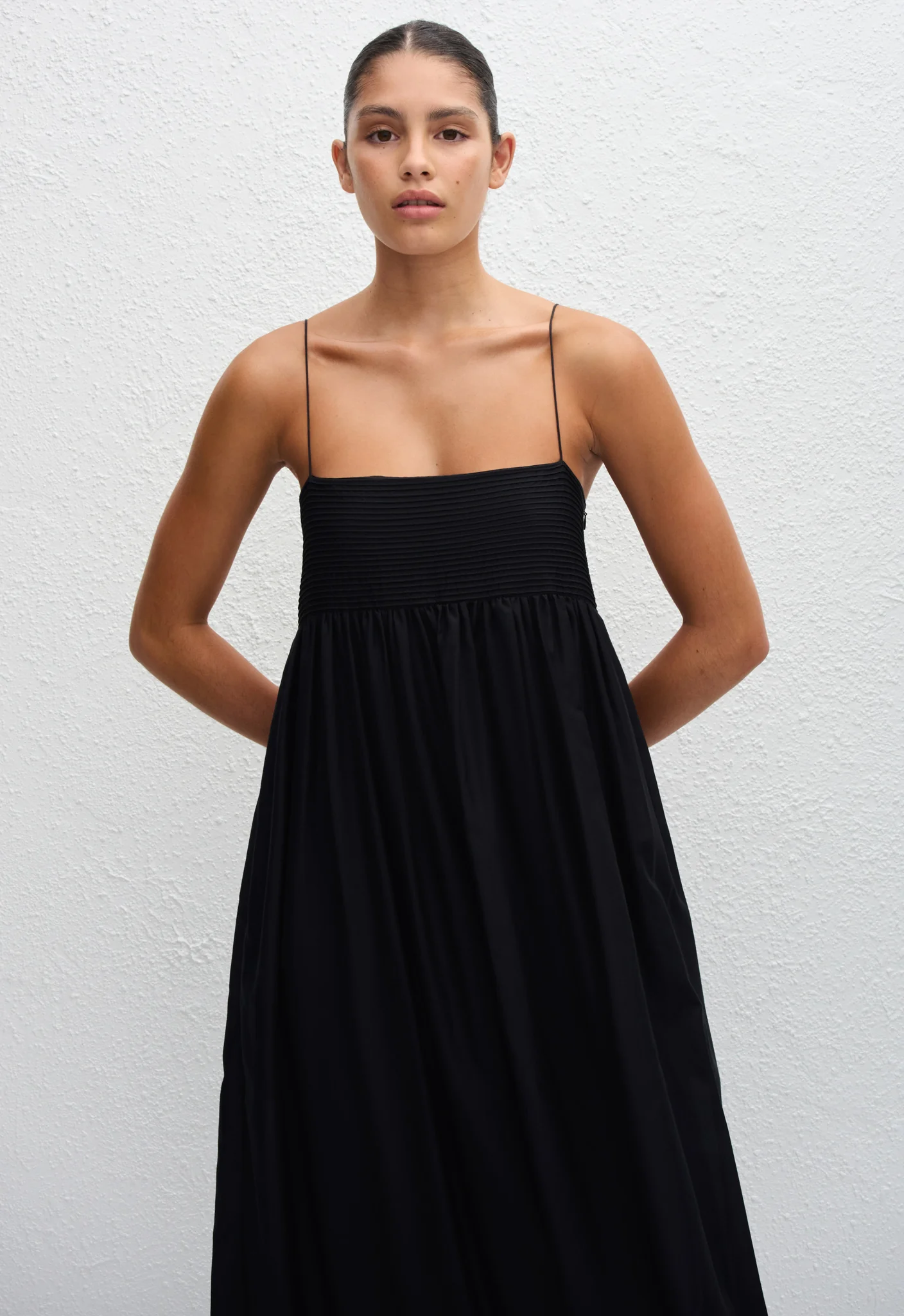 Empire Pintuck Bodice Dress - Black - Image 4