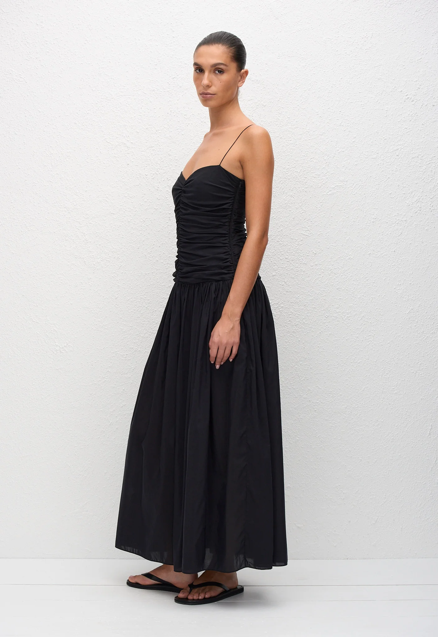 Gathered Drop Waist Dress - Black - Image 3