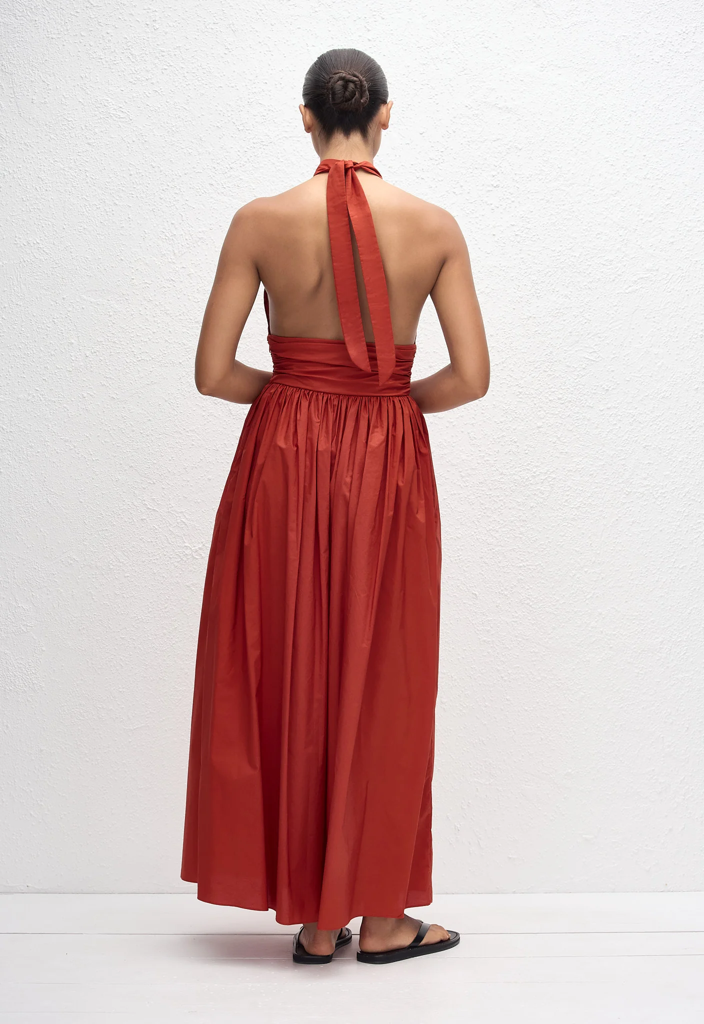 Keyhole Halter Midi Dress - Tomato - Image 4