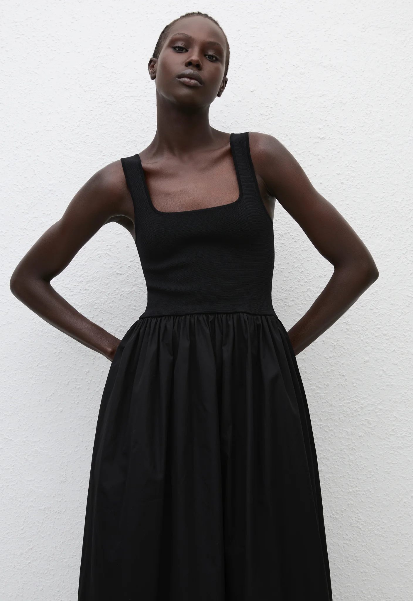 Knit And Cotton Dress - Black - Image 2