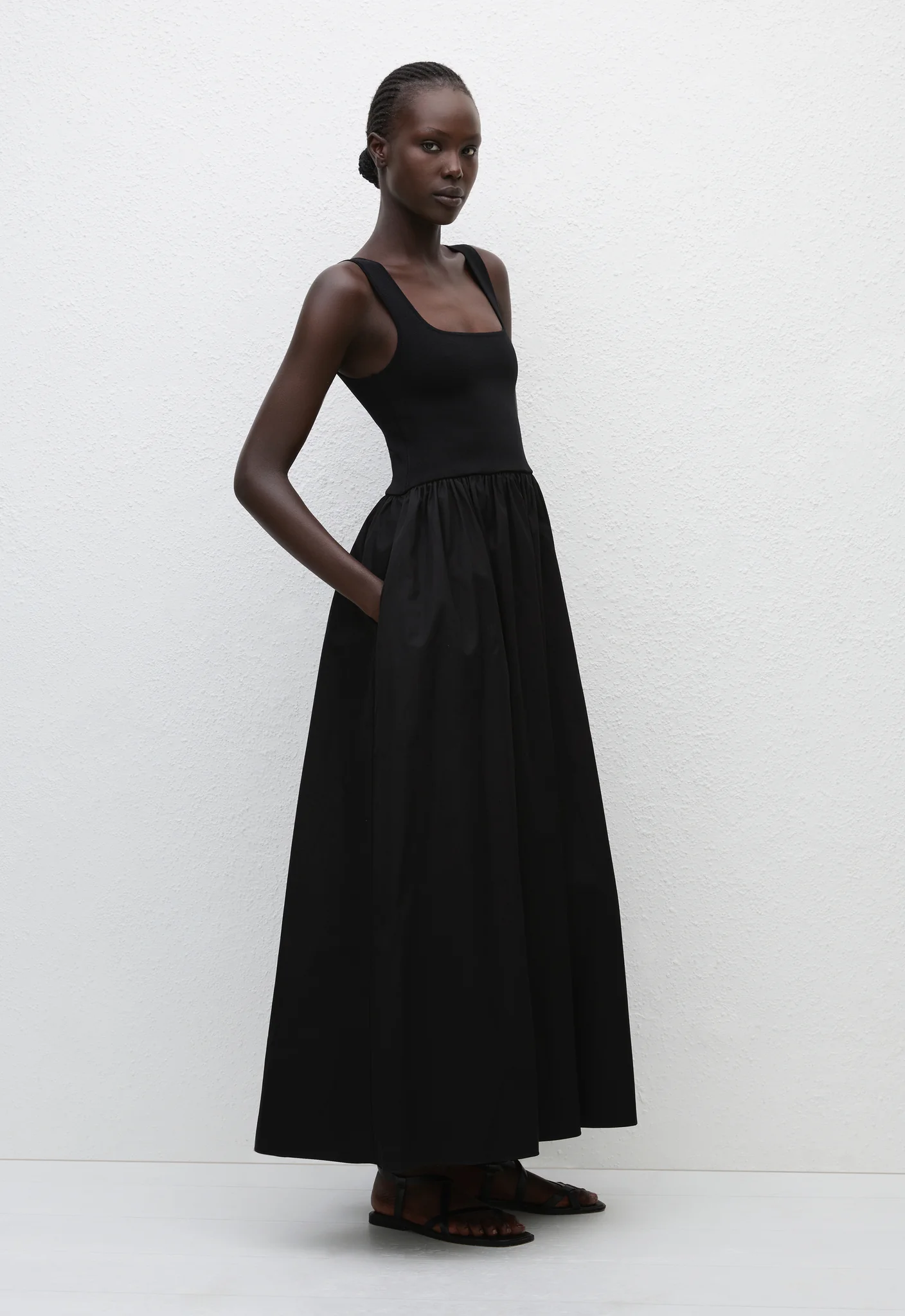 Knit And Cotton Dress - Black - Image 3