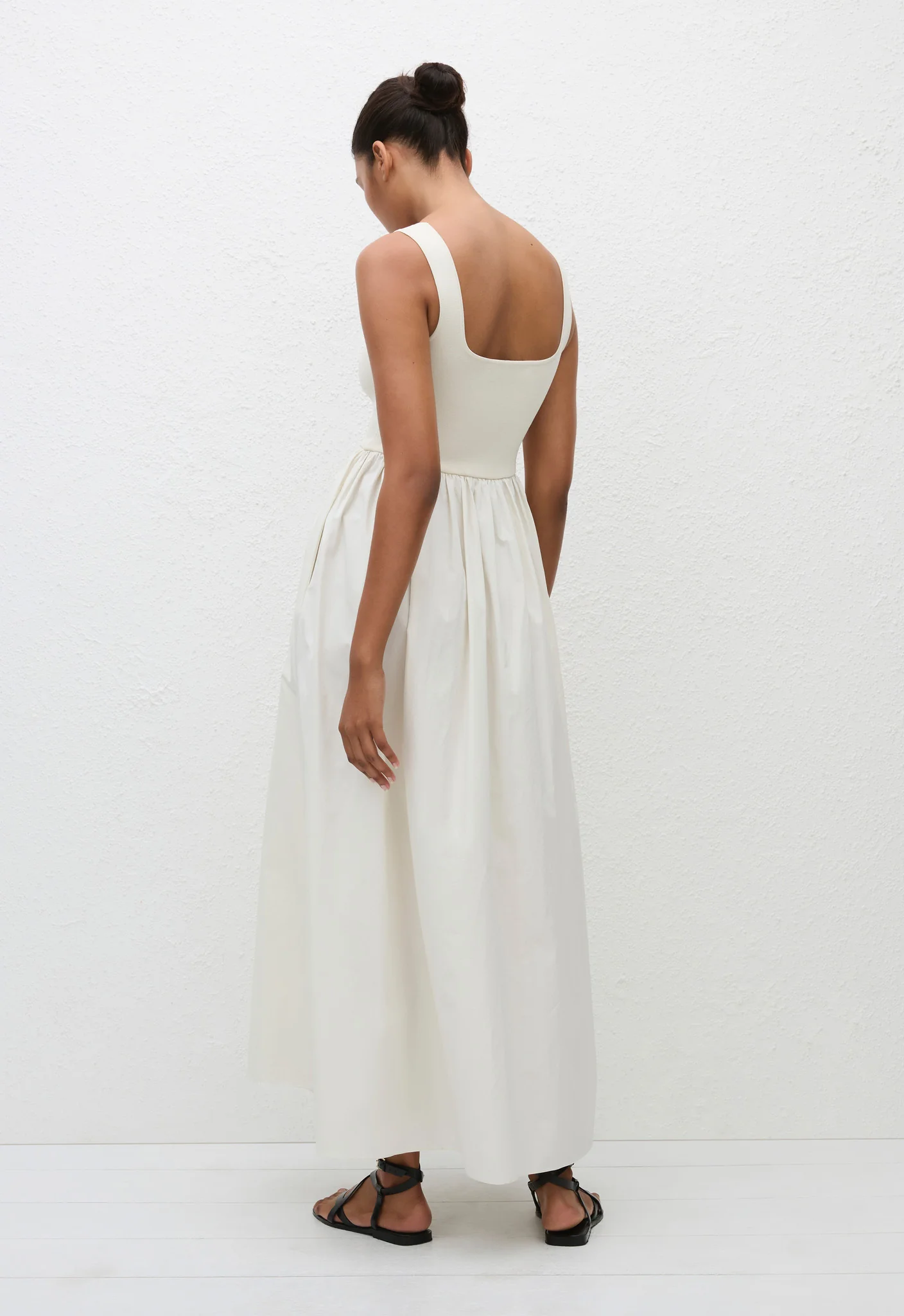 Knit And Cotton Dress - Ecru - Image 4