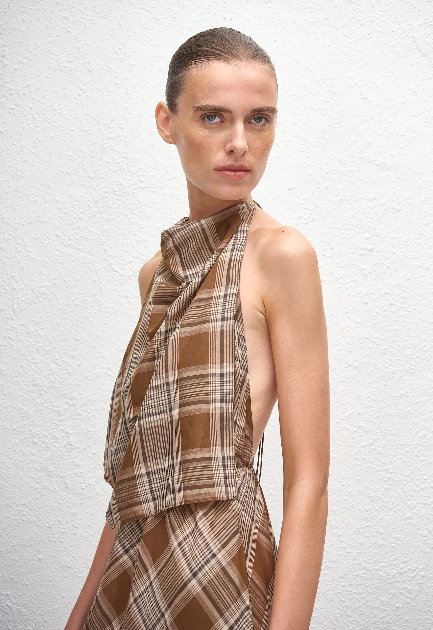 Layered Halter Midi Dress - Picnic Plaid - Image 4