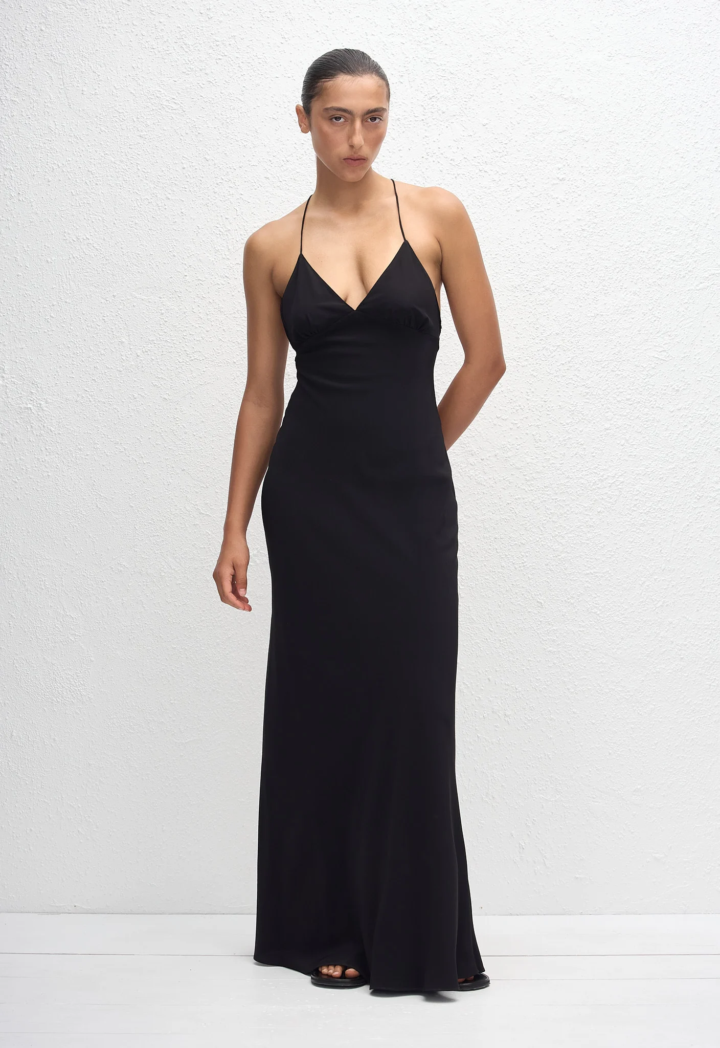 Low Back Halter Dress - Black - Image 2