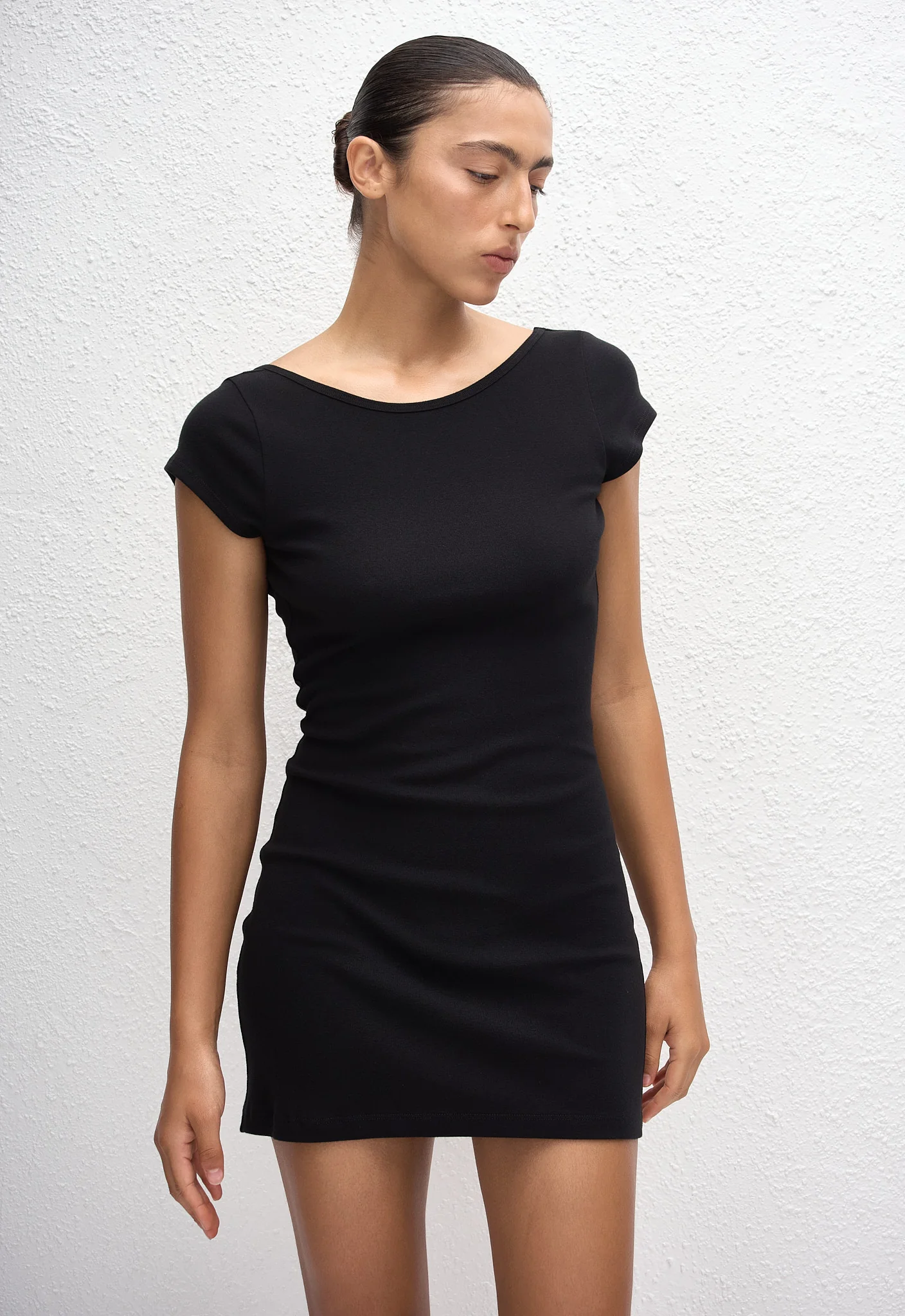 Low Back Mini Tee Dress - Black - Image 2