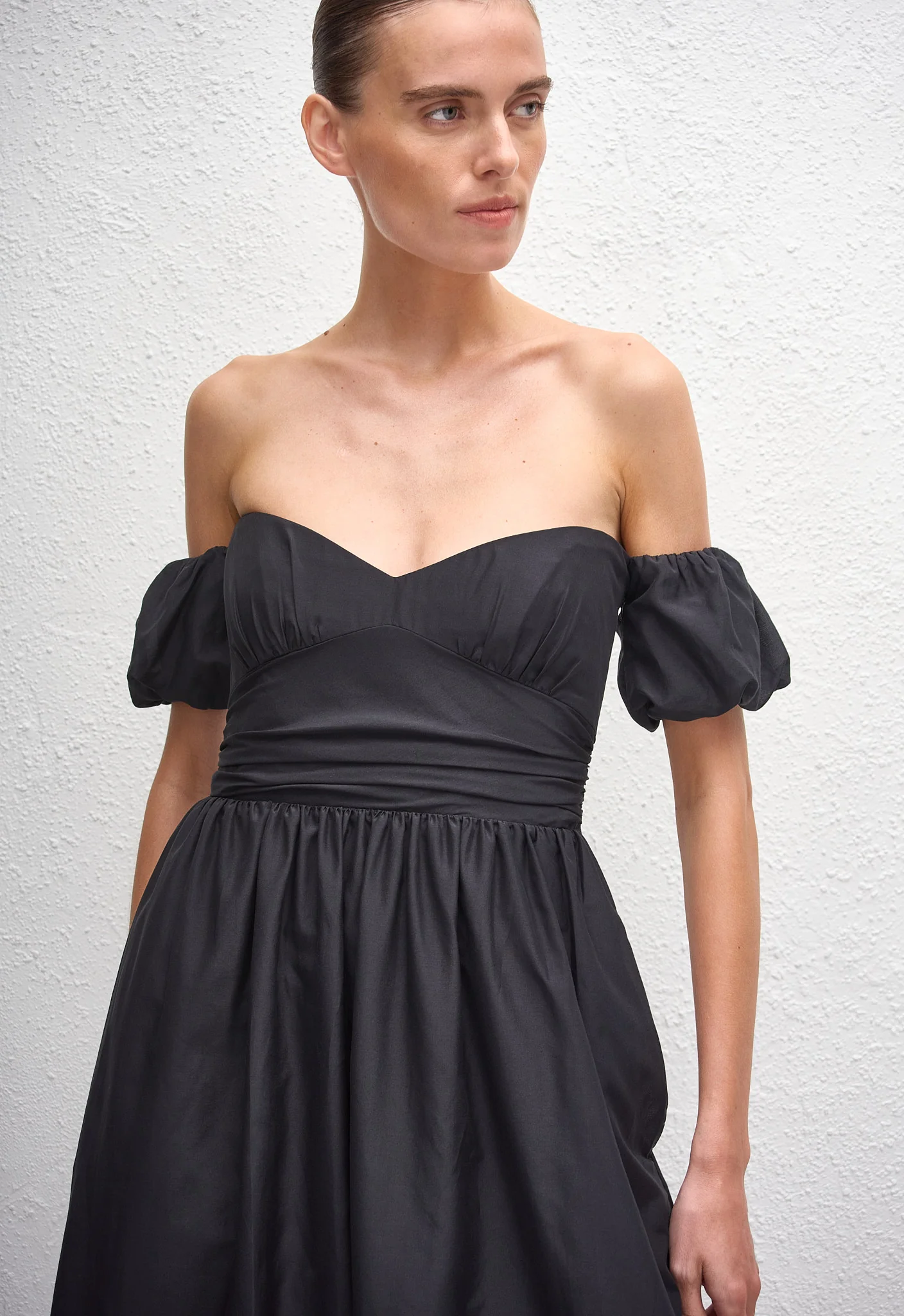 Off Shoulder Midi Dress - Black - Image 3