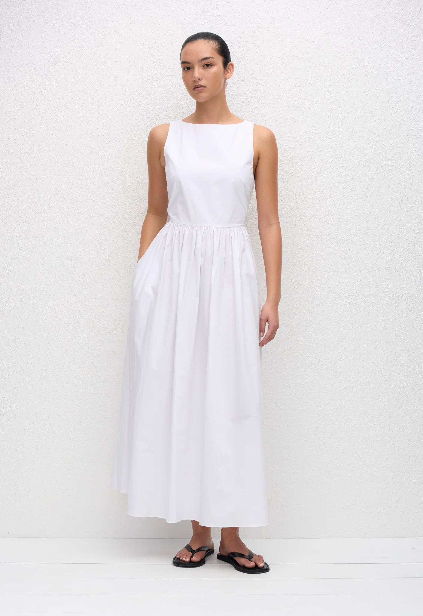 Open Back Midi Dress - White