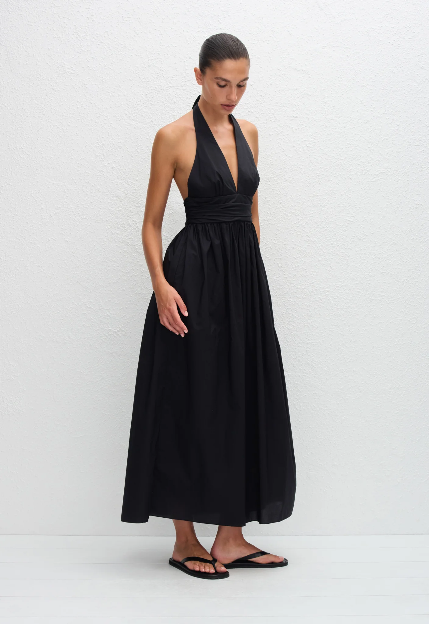 Plunge Halter Dress - Black - Image 3