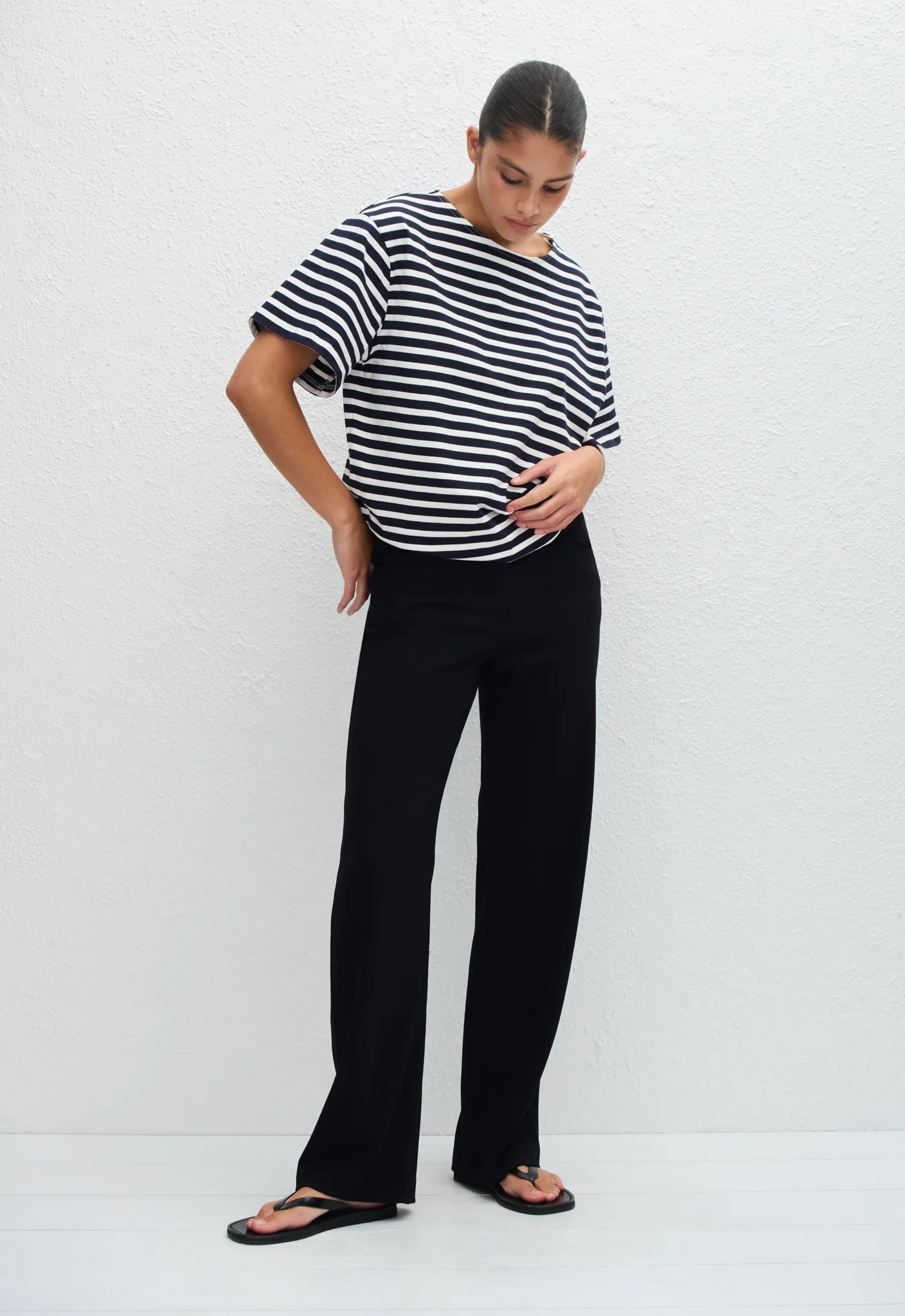 Relaxed Stripe Tee - French Navy