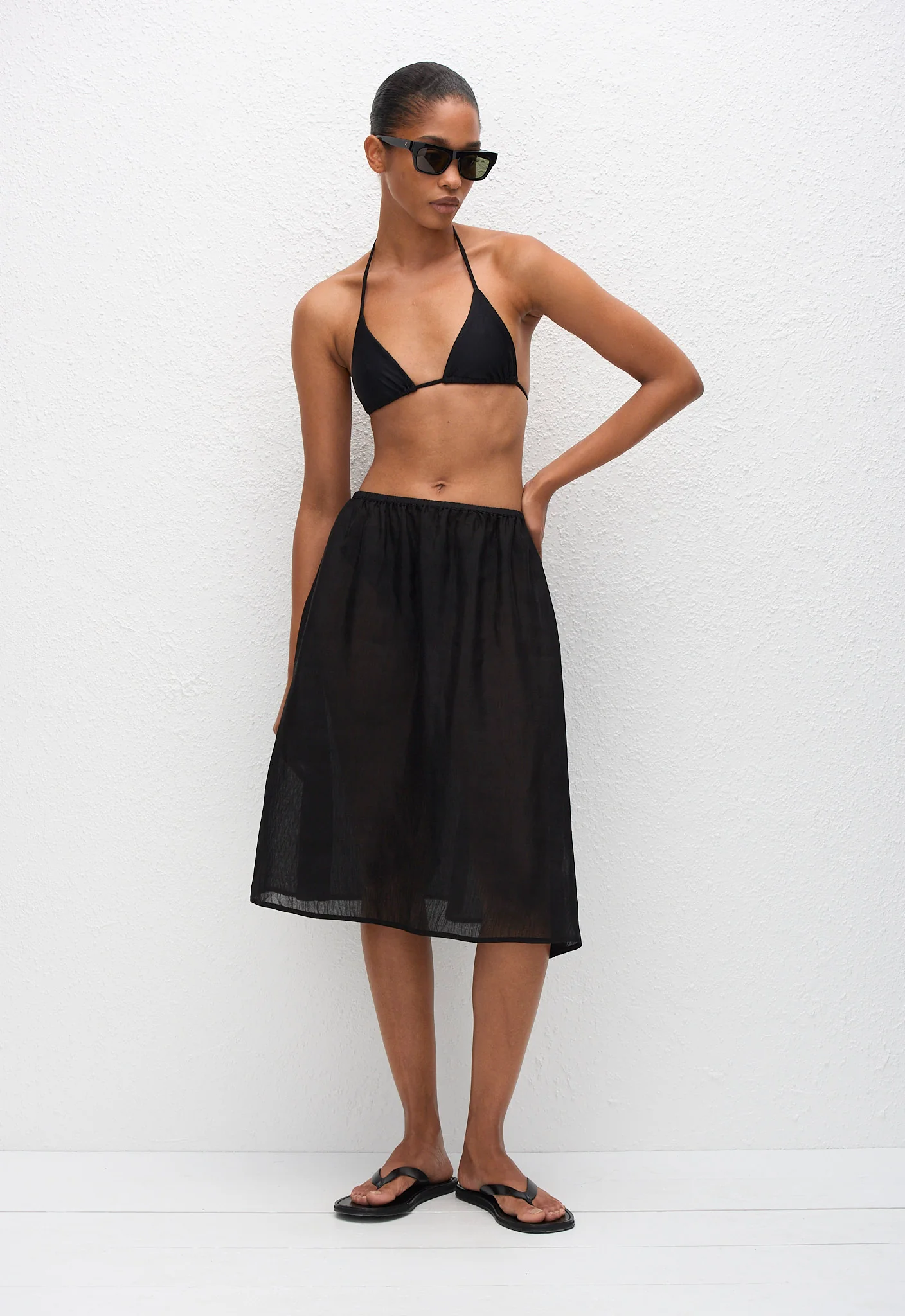 Sheer Midi Skirt - Black - Image 2