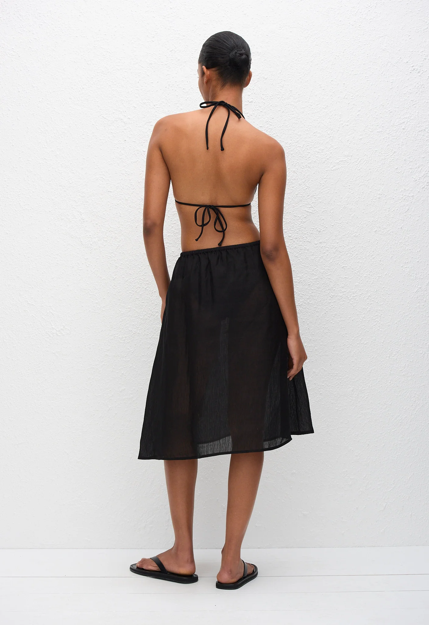 Sheer Midi Skirt - Black - Image 3