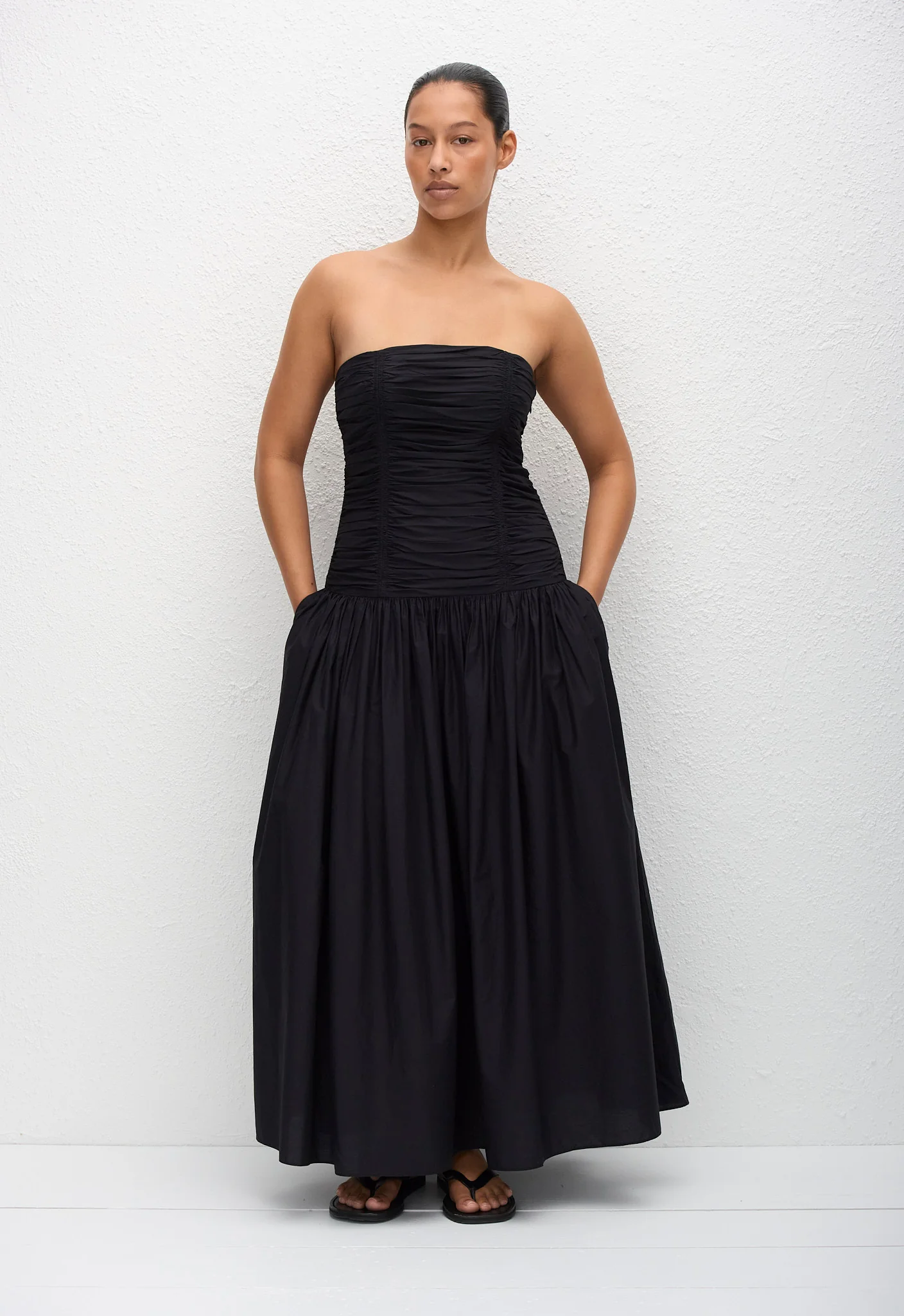 Strapless Drop Waist Dress - Black