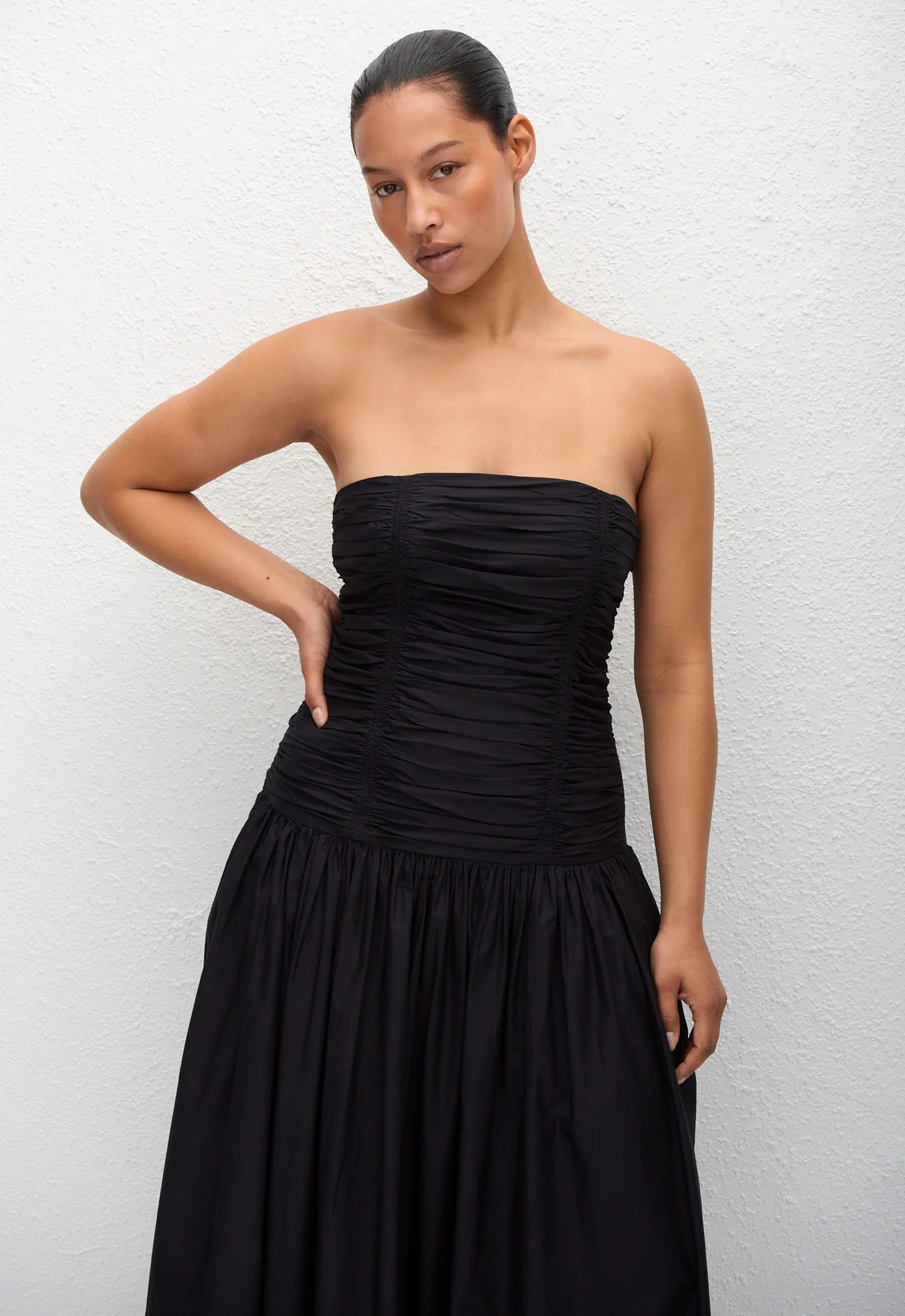 Strapless Drop Waist Dress - Black - Image 2