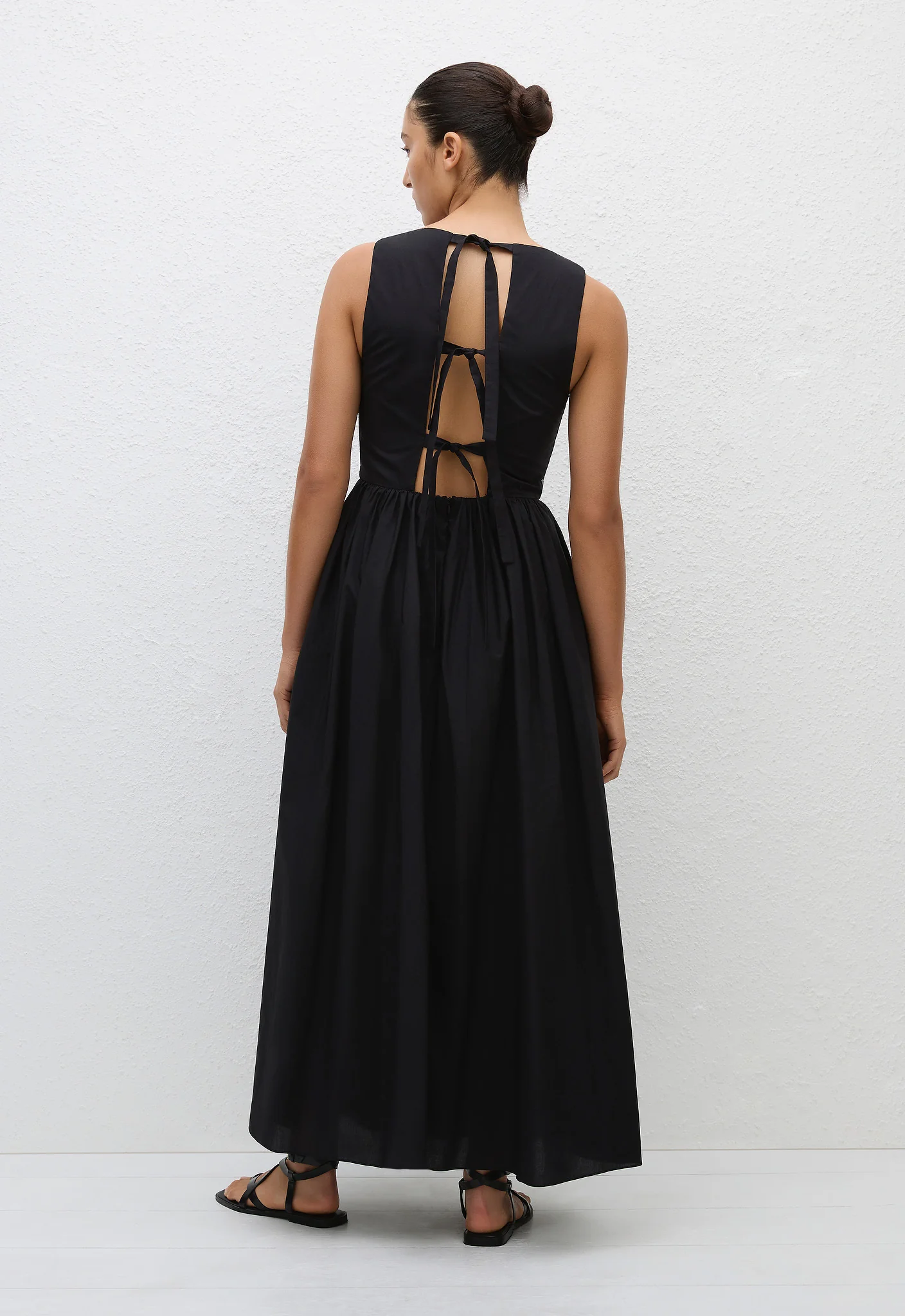 Tie Back Midi Dress - Black