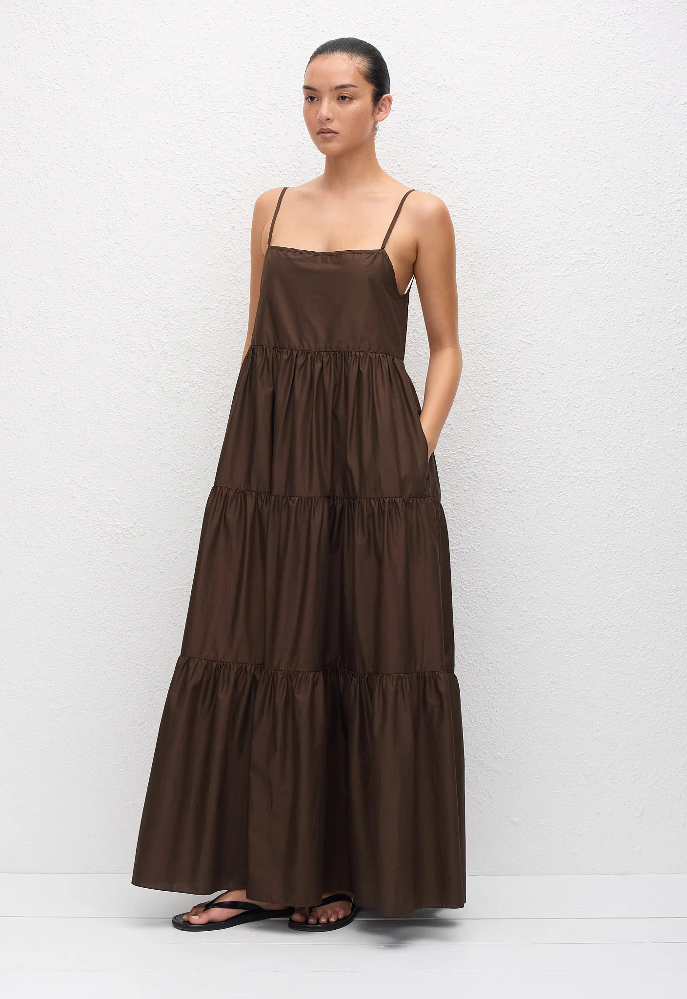 Tiered Low Back Sundress - Chocolate - Image 2